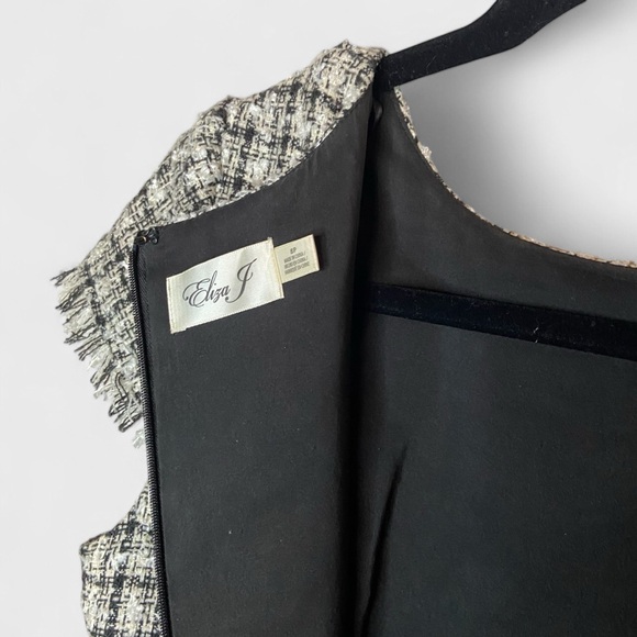 Eliza J Black and White Tweed Fit and Flare Dress, EUC, size 8P - Picture 3 of 7